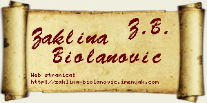 Žaklina Biolanović vizit kartica
